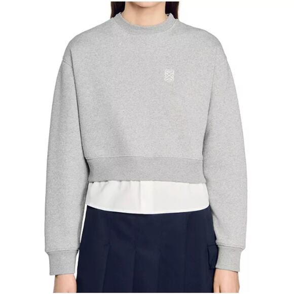 SANDRO Gray Meribel Layered Sweatshirt (Size 4) - Picture 1 of 14